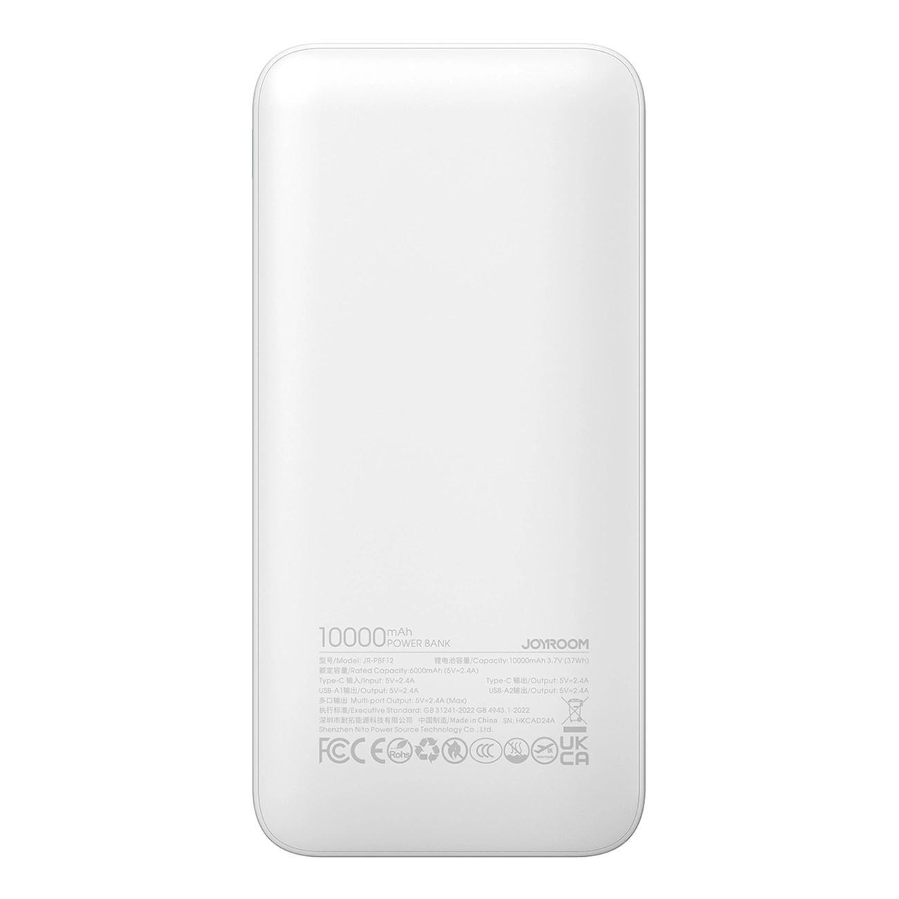 Joyroom Powerbank – 10 000 mAh, 2,4A, 2x USB - A, 1x USB - C - schwarz