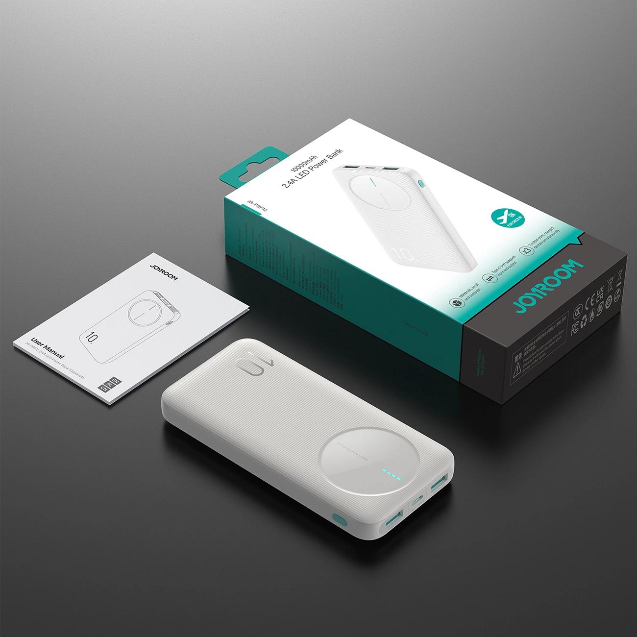 Joyroom Powerbank – 10 000 mAh, 2,4A, 2x USB - A, 1x USB - C - schwarz
