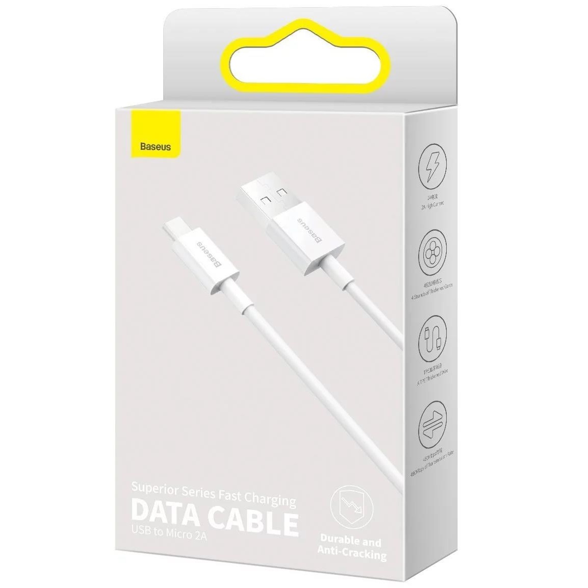 Baseus Superior Schnellladekabel MicroUSB 2A - 2m - Weiß
