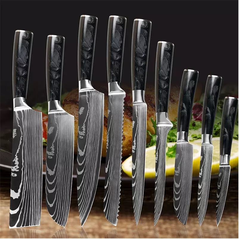 BL-29418 Küchenmesser Set - 8Stk./Schwarz/Braun /Typ2