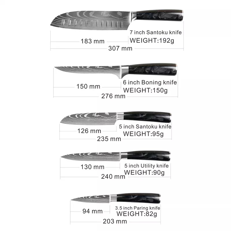 BL-29418 Küchenmesser Set - 8Stk./Schwarz/Braun /Typ2