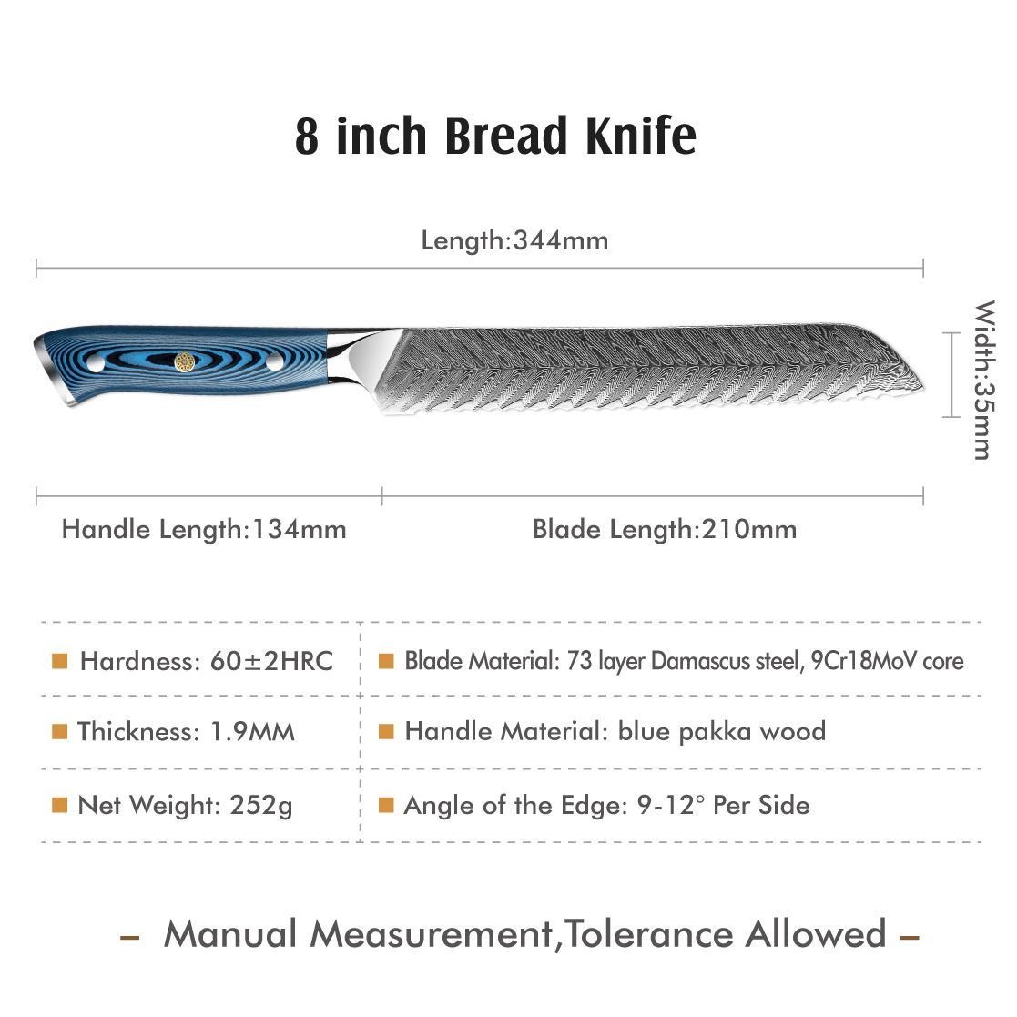 Damast Küchenmesser TU-37509 - Chef / Blau