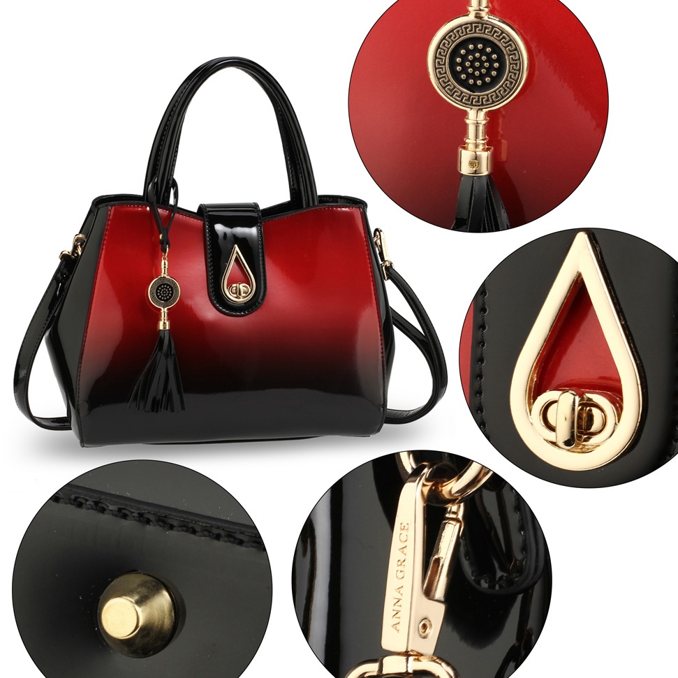 Handtasche TE-4376 - Schwarz/Rot