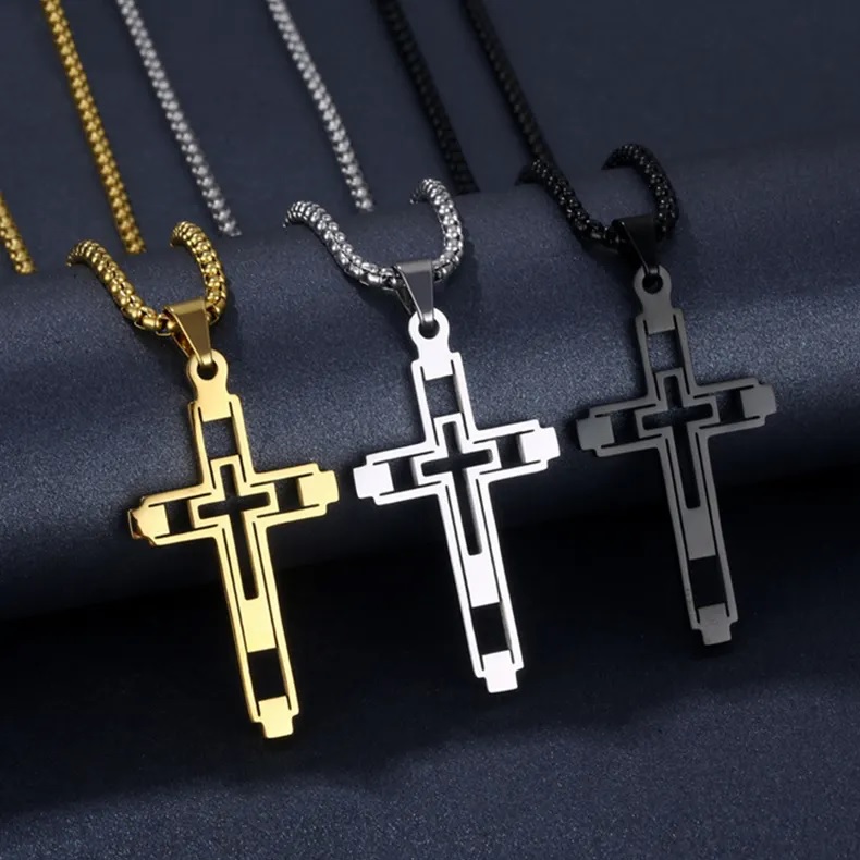 Halskette EM-34151 Cross - Silber