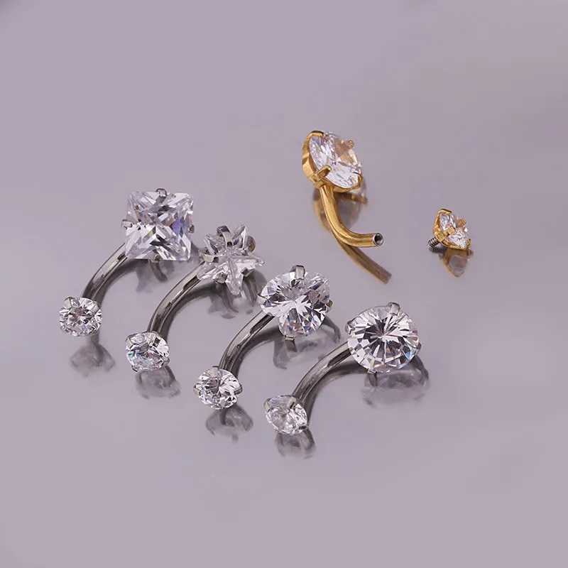 Piercingohrringe LI-23609 - Silber / Quadrat