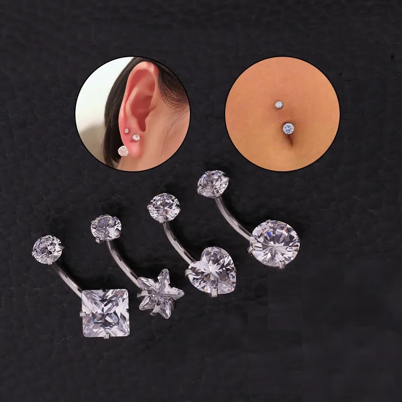 Piercingohrringe LI-23609 - Silber / Quadrat