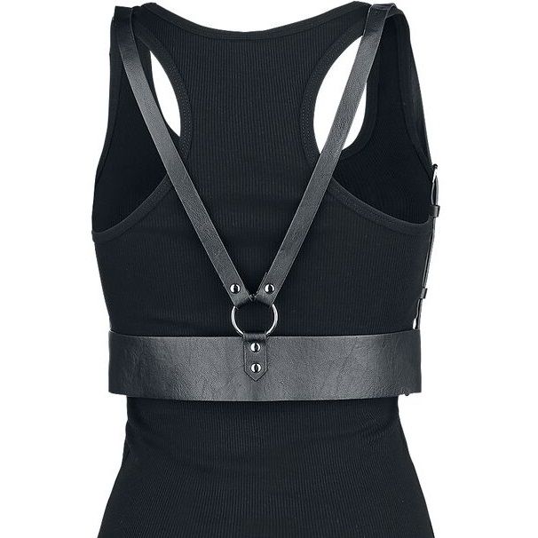 Damen Kunstleder Harness-Dunkelbraun