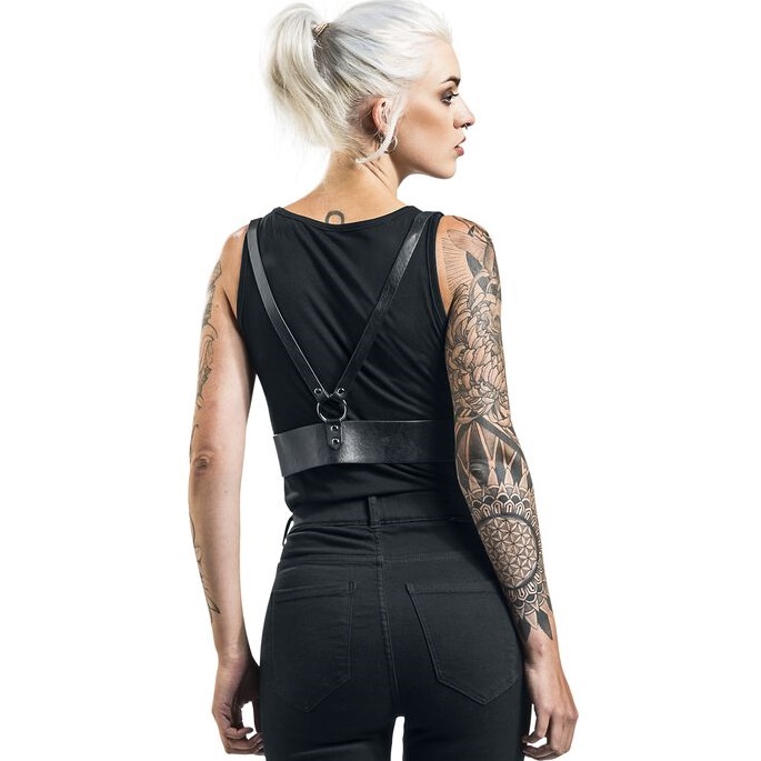 Damen Kunstleder Harness-Dunkelbraun
