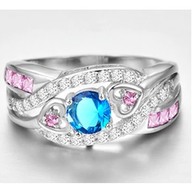 CO-6457 Ring - Silber/Blau/55mm
