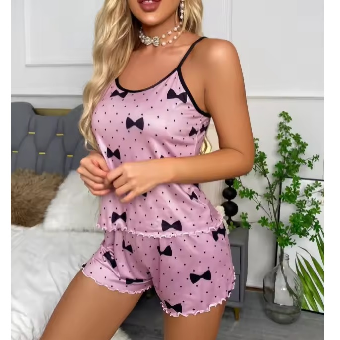 BO-30587 kurzer Damenpyjama - Rosa/M