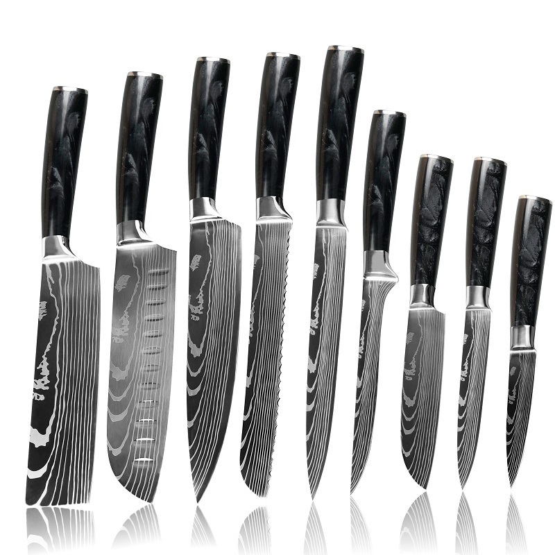 BL-29418 Küchenmesser Set - 8Stk./Schwarz/Braun /Typ2