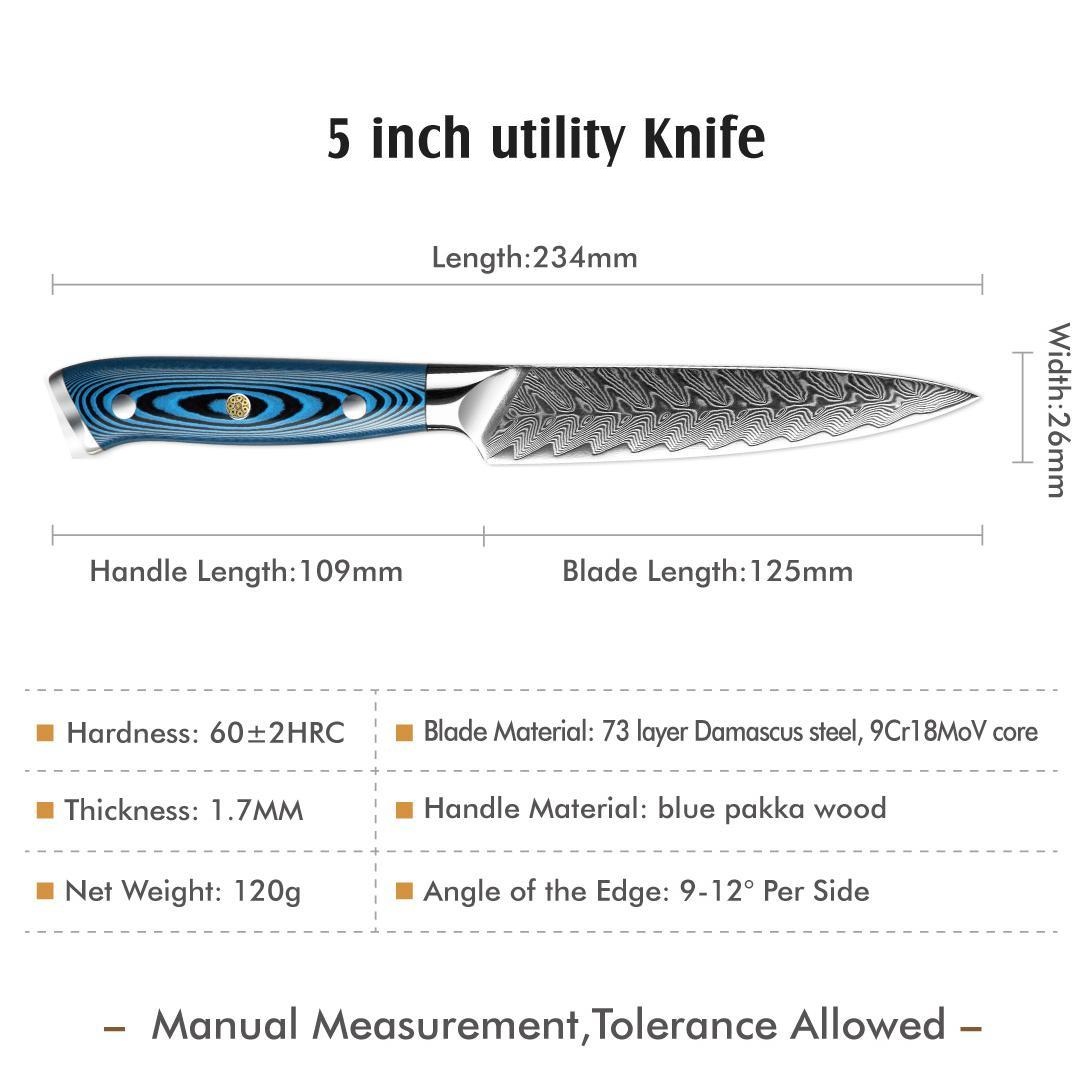 Damast Küchenmesser TU-37509 - Chef / Blau